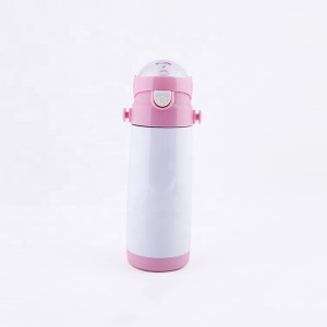 Customized 350ml Kids Soft Straws Bottle Blank Sublimation Thermos Cups