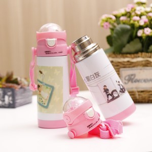 Customized 350ml Kids Soft Straws Bottle Blank Sublimation Thermos Cups