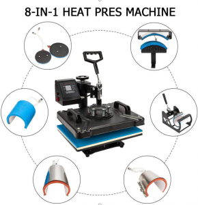 Double Display Swing Heat Press Machine 8 In 1 for T shirt Mug Hat Plate Case Puzzle Bag Sublimation Printing